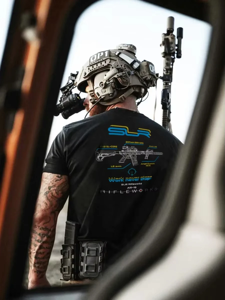 

American Combat Team Training Suit AR15 Tactical Shooting Military Fan Combat Training Suit Pure Cotton Short-sleeved T-shirt