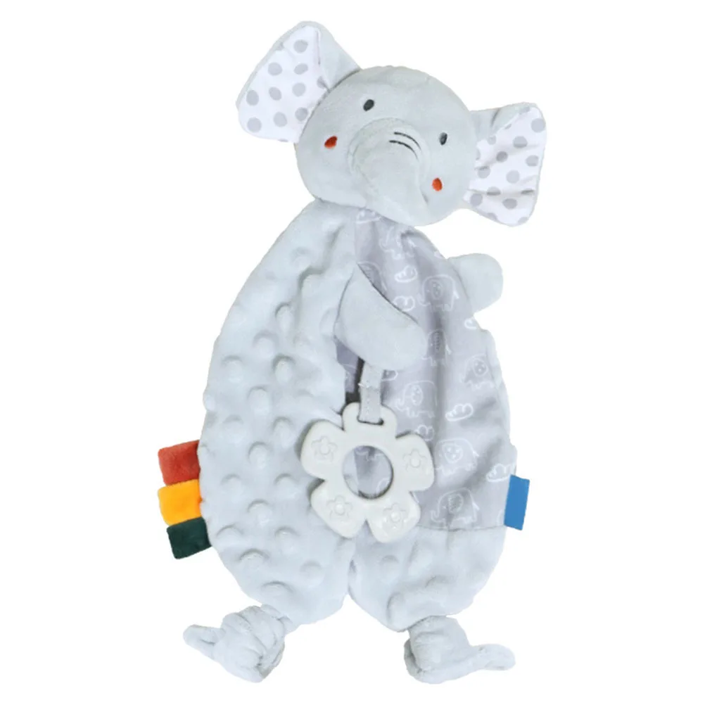 

Newborn Baby Comforter Grey Elephant Shaped Soothing Towel Chewable Sensory Blanket for Sleep Calming Night Routine Travel