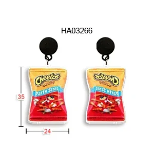 Snacks of Different Flavors Printed Resin Earring Pendant Black Earring Cartoon Earring Lady Gift ChildrenSnacks of Different Fl