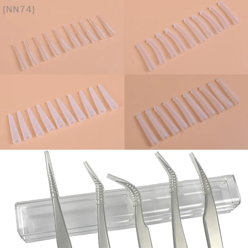 10 pezzi pinzette per extension ciglia coperture in silicone, punte antiscivolo per artisti delle ciglia, accessori professionali per strumenti per ciglia