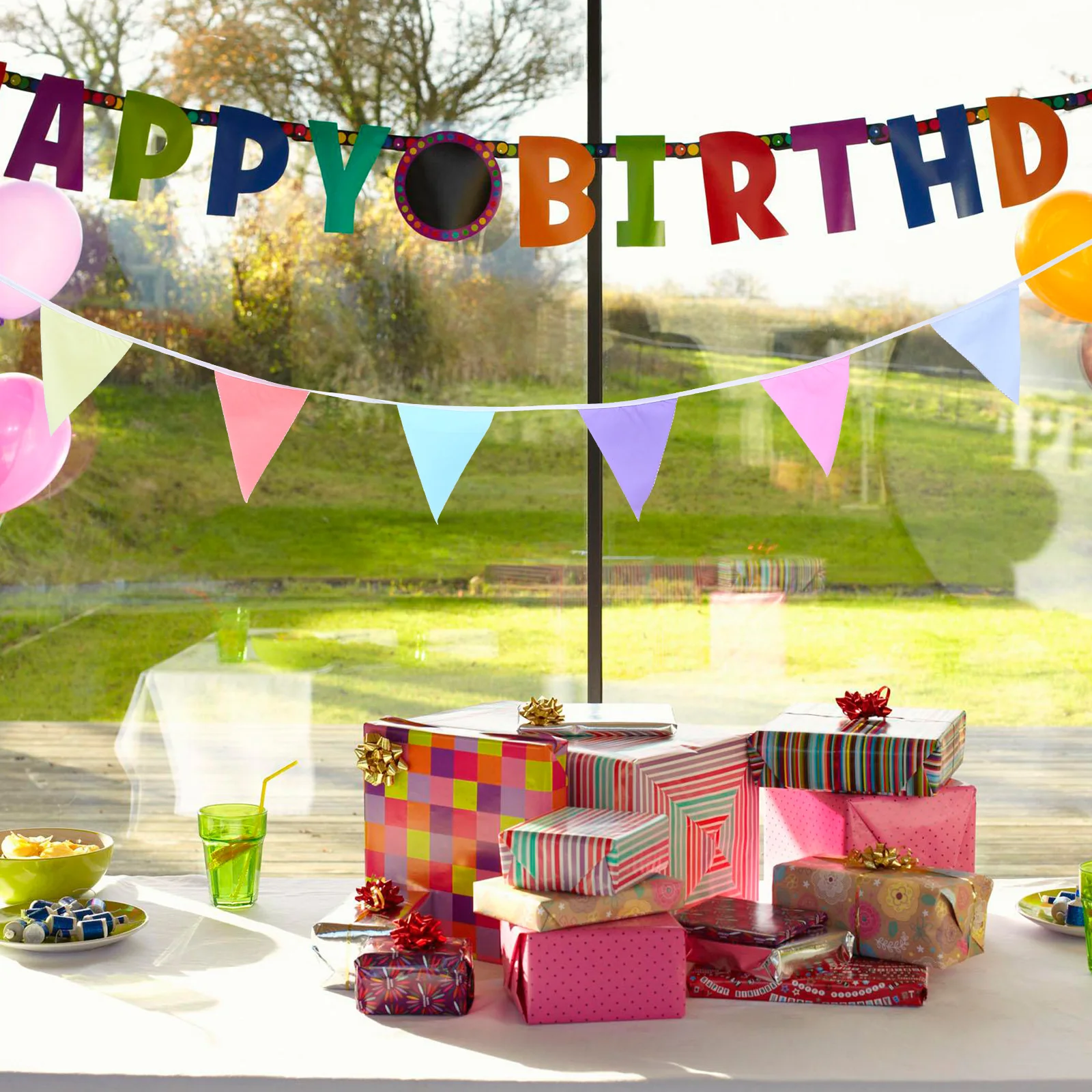 

1pcs 12M Colorful Cotton Bunting Macaron Tone Flags Garden Outdoor Party Bedroom Festival Decoration Bunting Flags Fabric
