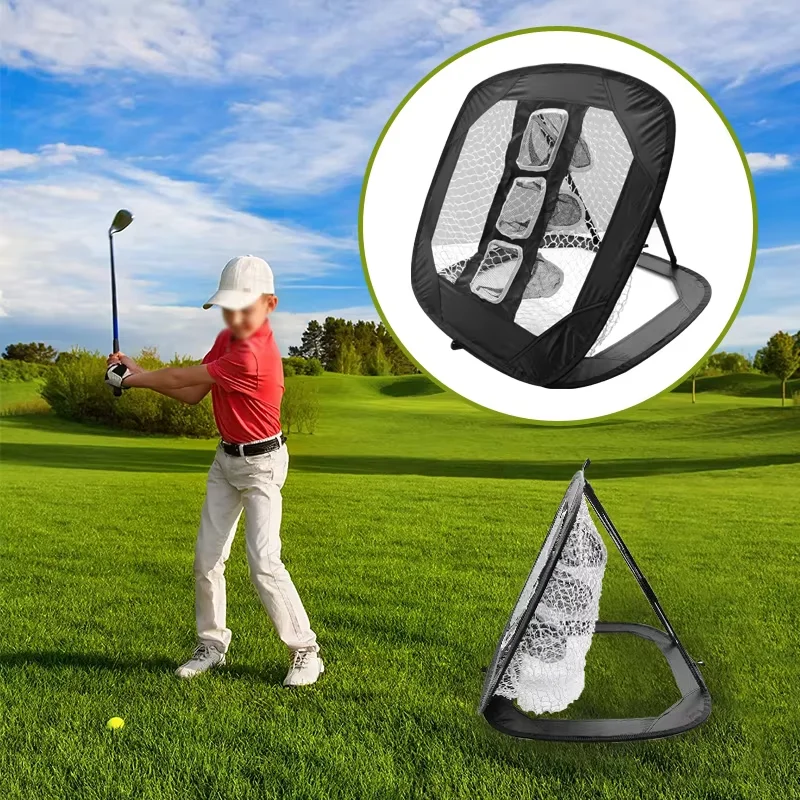 Pop-Up Golf Chipping Net - Indoor & Outdoor Practice Target Net with Square Flat Steel Folding Design