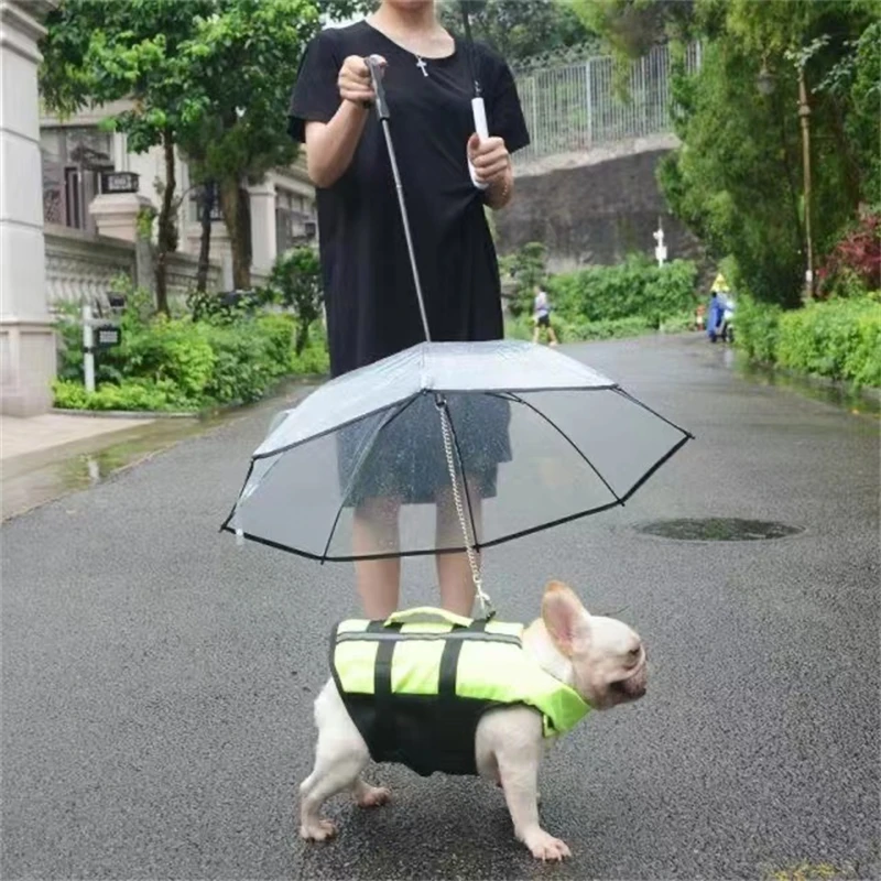 

72cm Scalable Dog Cat Umbrella With Traction Rope Dogs Pug Teddy Pet Puppy Umbrella Waterproof Walking Dog Raining Artifact