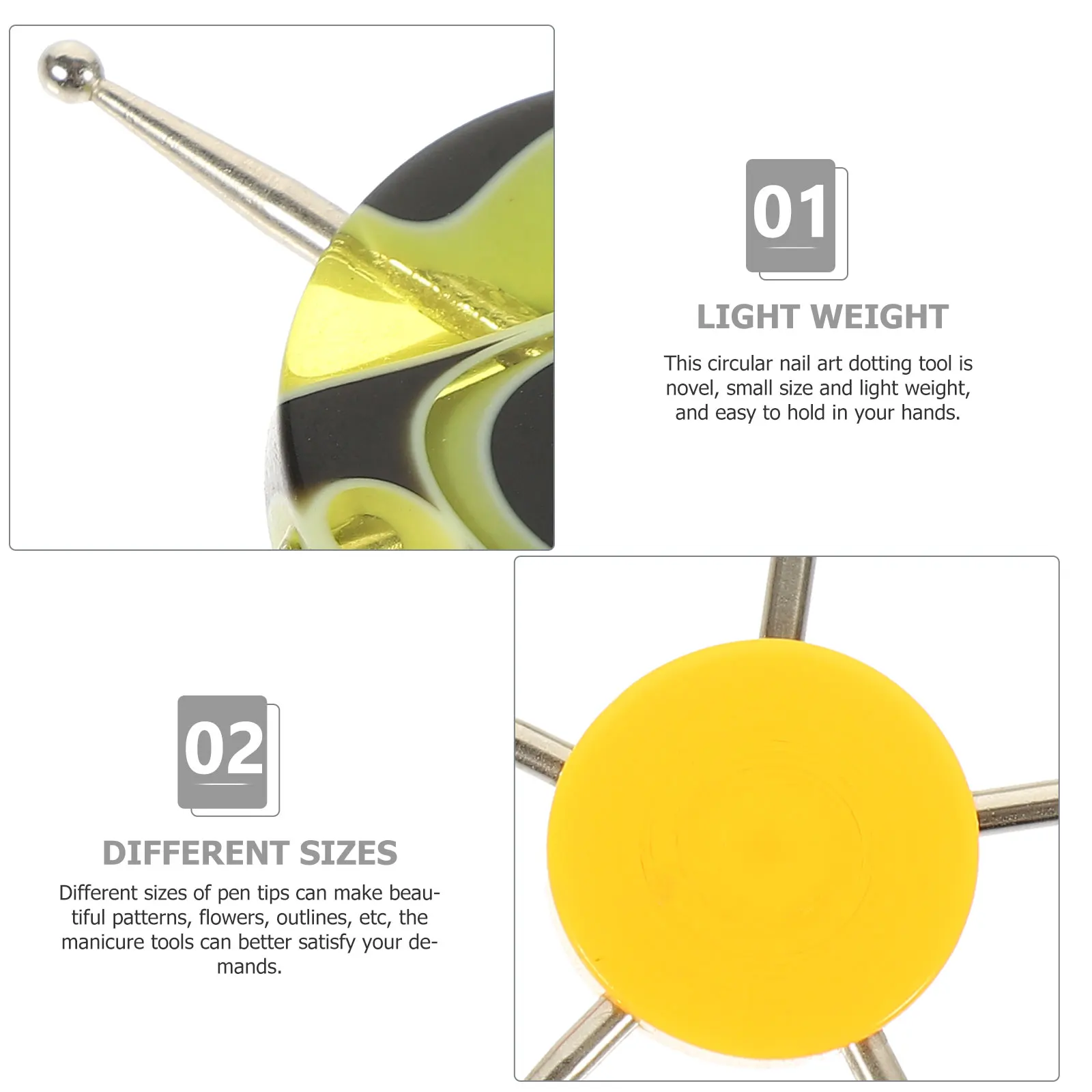 

4pcs Flower Needle Clay Tools Acrylic Handle Nail Dot Painting Circular Dotting Manicure Decor Supplies Black Yellow Orange