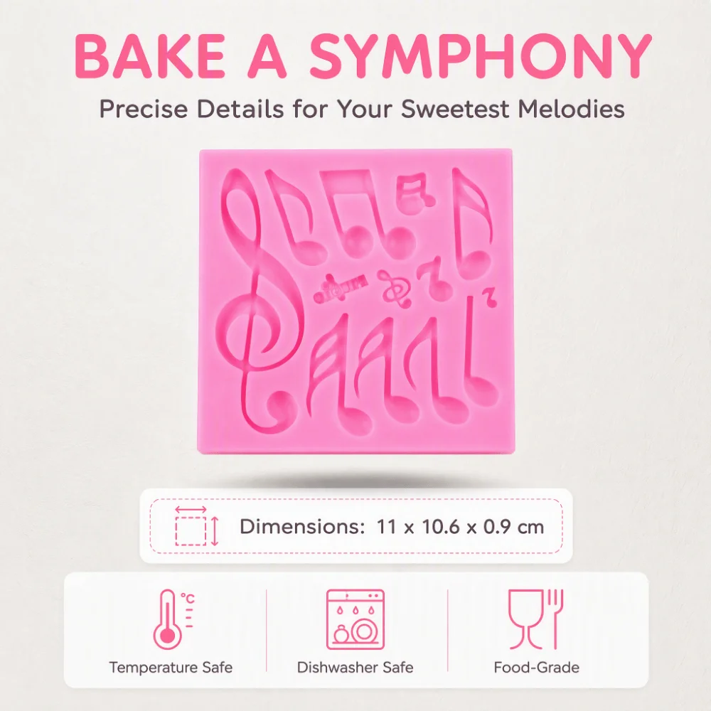 Food Grade Silicone Music Note Silicone Mold Non-Stick Multiple Note Shape Fondant Mold Flexible Cake Decoration Mold