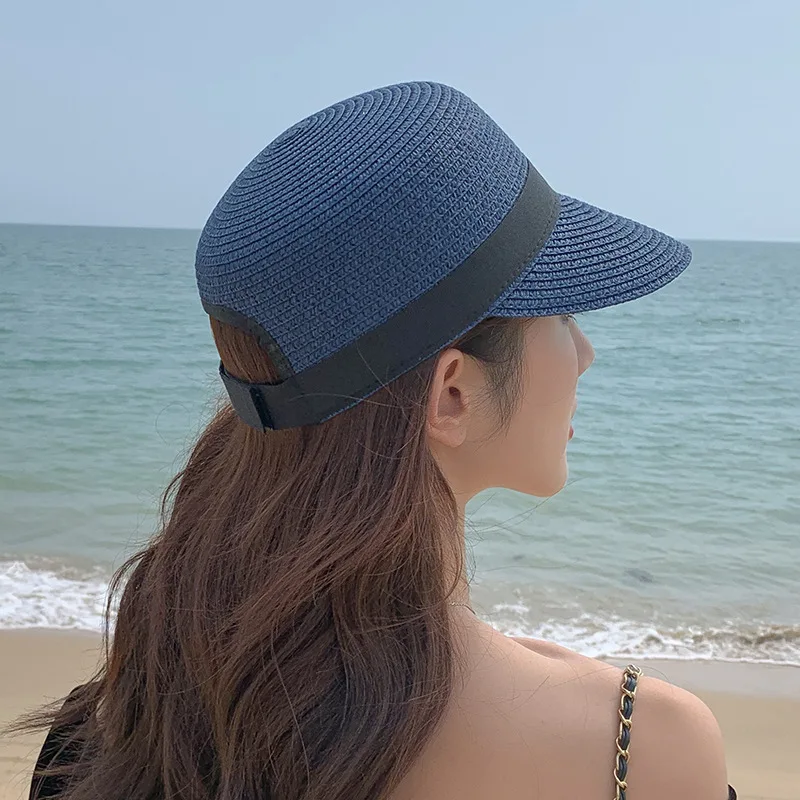 2024 Summer Ladies Straw Hat Outdoor Breathable Shading Sunscreen Peaked Cap Fashion Riding Travel Women\'s Baseball Caps