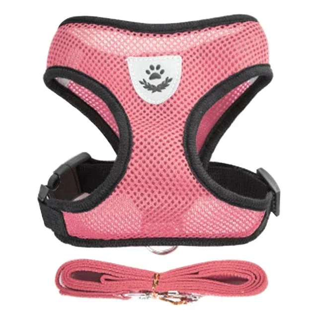 Adjustable Mesh Dog Harness And Leash Set For Small Medium Pets_voghion.com