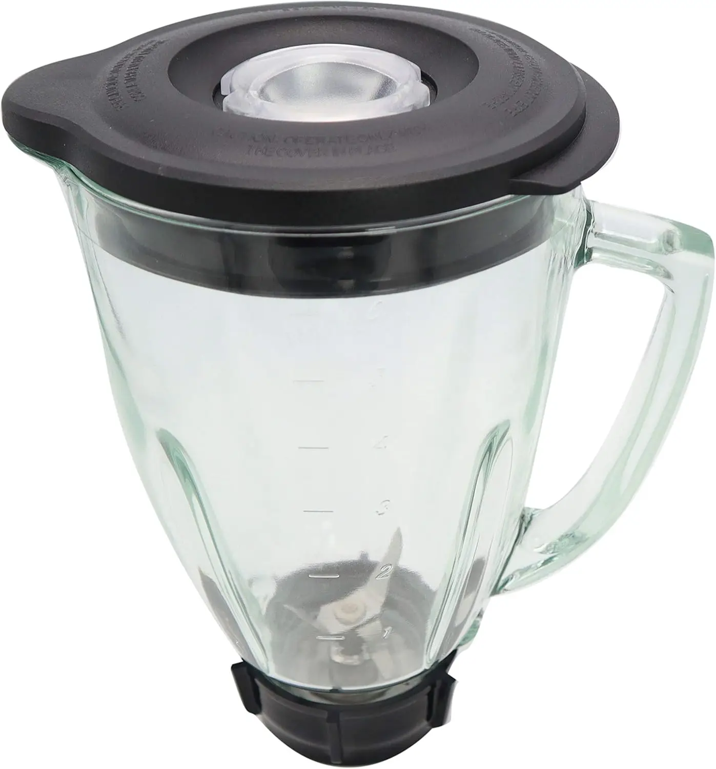 

Complete 6-Piece 48 Ounce Replacement Round Glass Jar Cup Assembly Set With A Jar Base Cap, Blade, Gasket, Round Lid, Center
