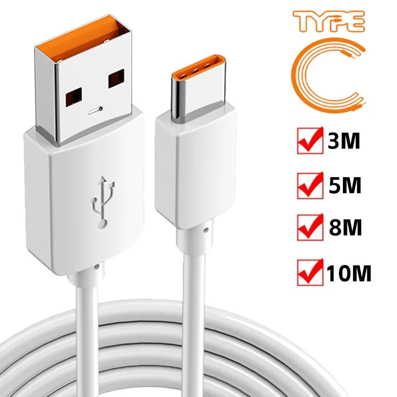 3/5/8/10M Type-C Extension Cable Fast Charging Type C To USB C Cable for Samsung Xiaomi Phone Quick Charging Charger TypeC Cable