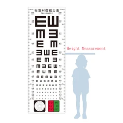Waterproof Tear Resistant Snellen Eye Chart with Height Measurement Ruller Scale for Kids Optician Eye Vision Testing