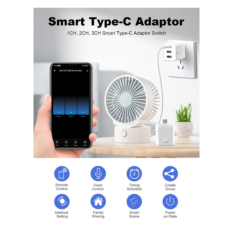 Tuya Zigbee Type-C Smart Adaptor Plug 3 Gang Mini USB-C Power Adaptor Charge Plug Timing Voice Control For Alexa