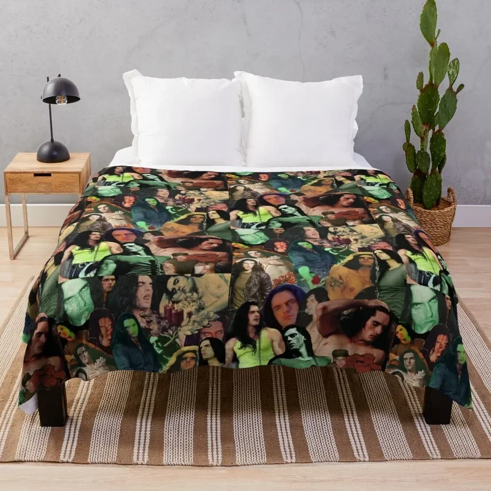 Type O Negative: Peter Steele Dark Goth Collage Edit II Throw Blanket Warm Soft Plush Plaid Beach Blankets