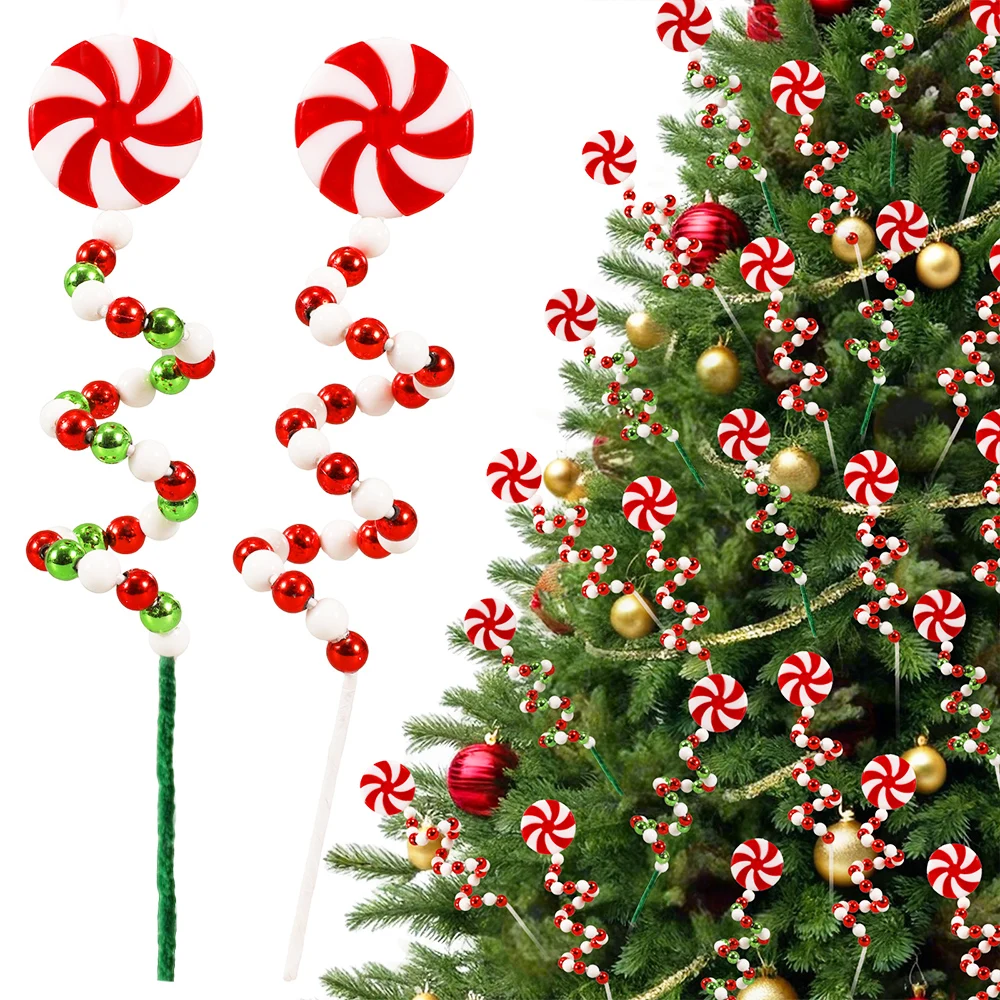 5 قطع من الحلوى البلاستيكية الحلزونية لشجرة عيد الميلاد - ديكور ذاتي الصنع بلونين لعطلة احتفالية وديكورات السنة الجديدة وديكور المنزل الاحتفالي