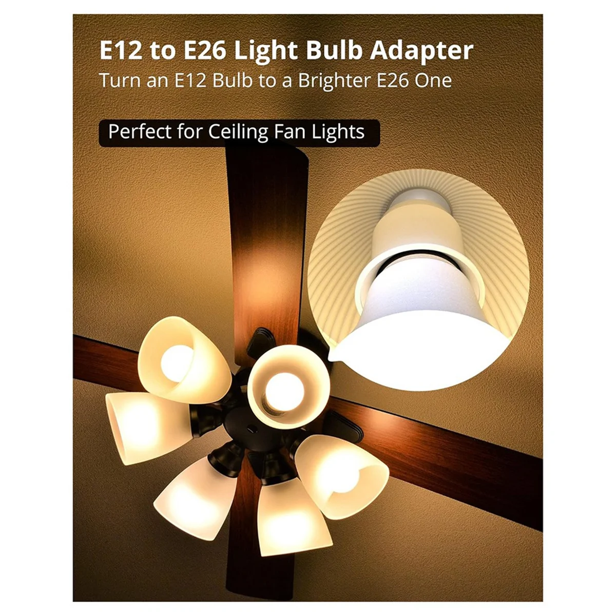 ABZV-12 Pack E12 to E26 Adapter E12 Light Socket to Medium Base E26 E27 Converter Light Socket Adapter Chandelier Socket