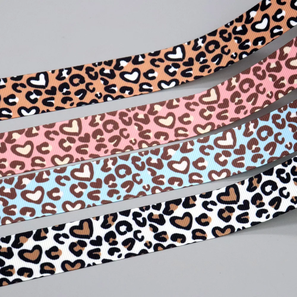 DHK 50yards leopard zebra Cheetah Printed Grosgrain Ribbon Accessories Headwear Decoration Collar DIY Sewing Craft S2635