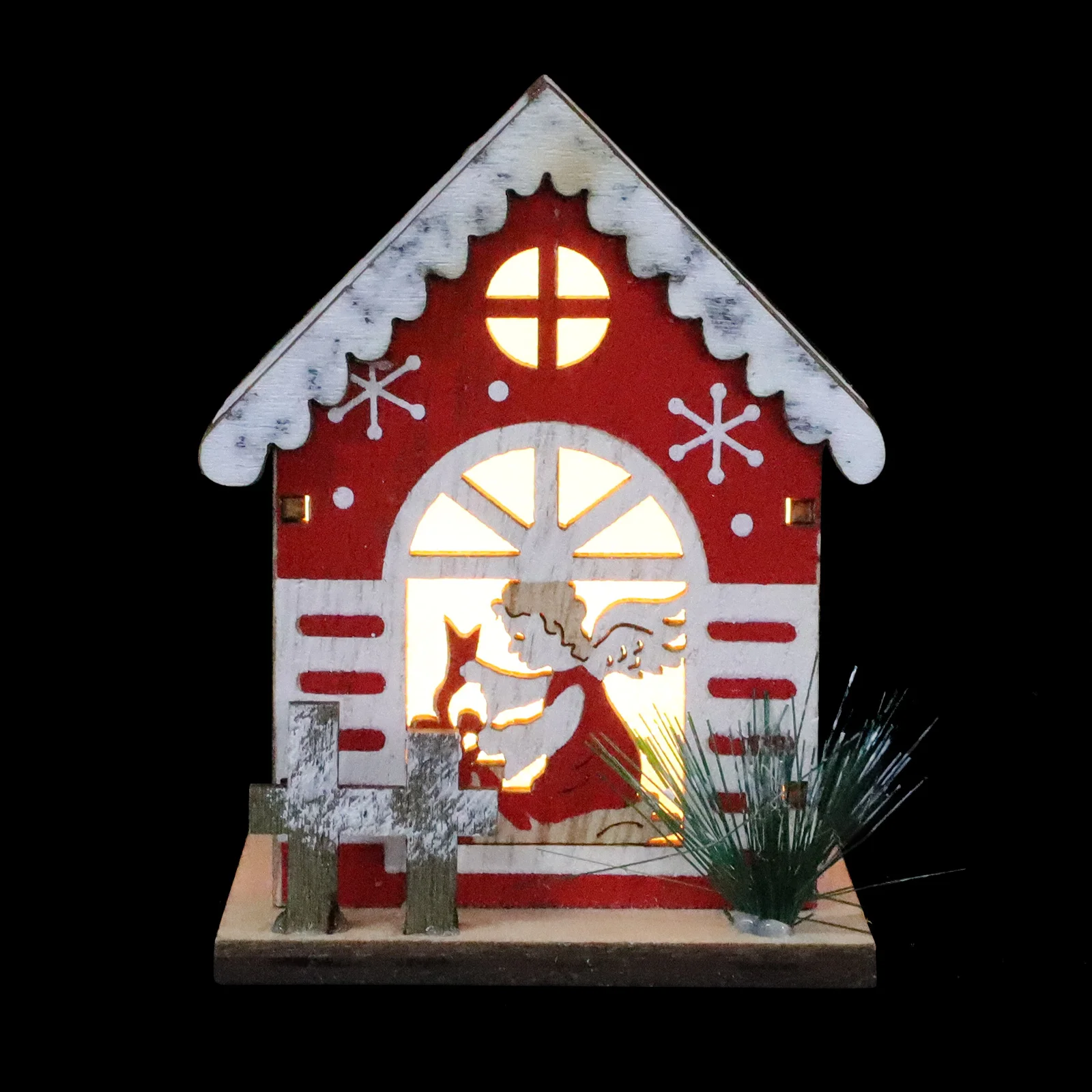 عيد الميلاد خشبية متوهجة ديكور المنزل مصباح ليد مشهد عيد الميلاد الصغير زخرفة سطح المكتب الديكور احتفالي شريط المنزل متجر حلية