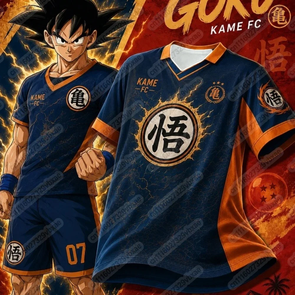 Polo de Negocios con Cuello y Manga Corta de Dragon Ball Goku Negro y Rojo 2026, Camiseta de Hombre, Jersey Deportivo Oversize, Combinación Familiar