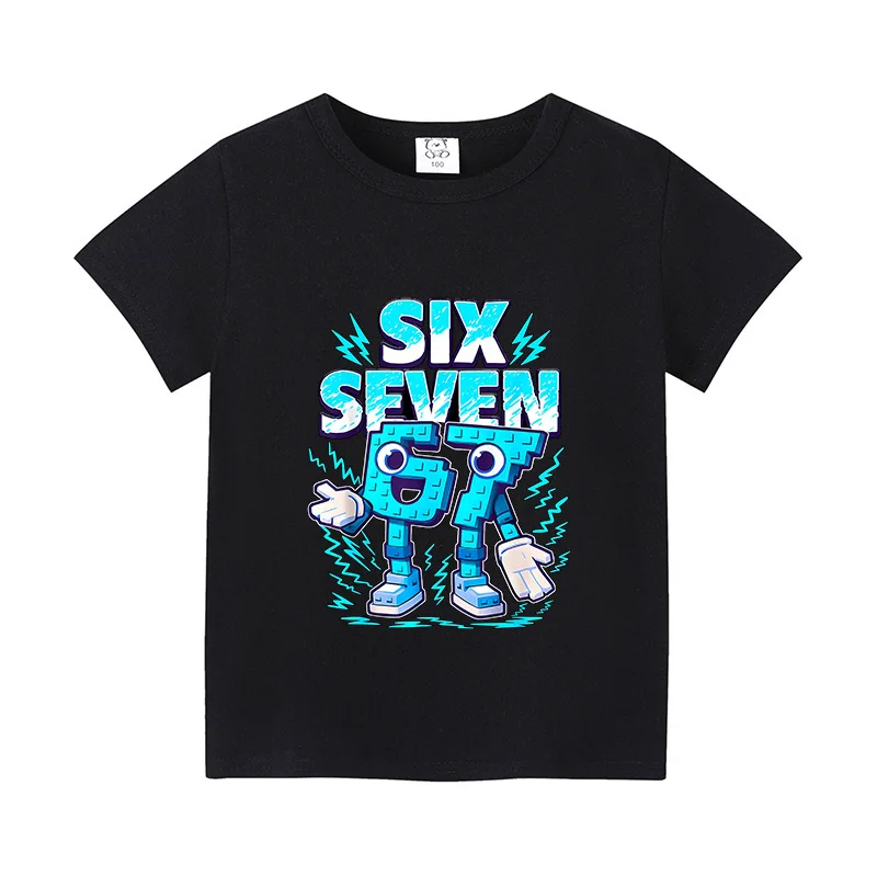 

67 Children Short Sleeves Steal A Brainrot T Shirt Six Seven Summer Round Neck Tees Comfortable Cotton Tops Fashion Kid Clothing
