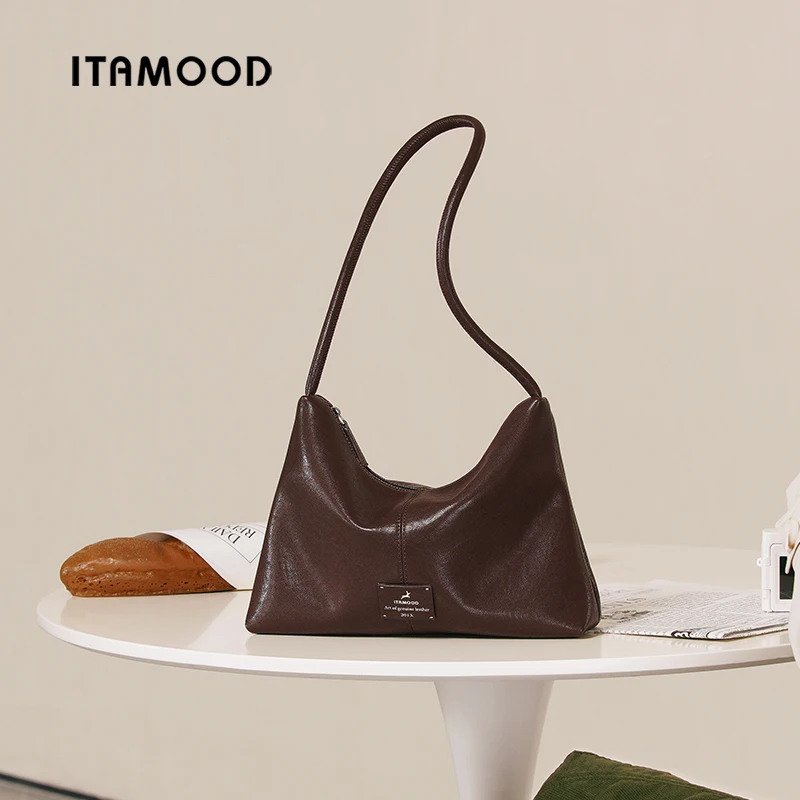 

ITAMOOD Women Underarm Bag Vegetable-Tanned Leather Handbag Original Designer Brand Luxurious Shoulder Tote Bag Christmas Gift