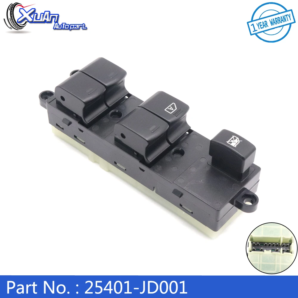 XUAN LHD 25401-JD001 Power Window Control Switch Button For Nissan Qashqai J10 2.0 dCi 4WD Navara D40 Pathfinder R51 25401-BB65B