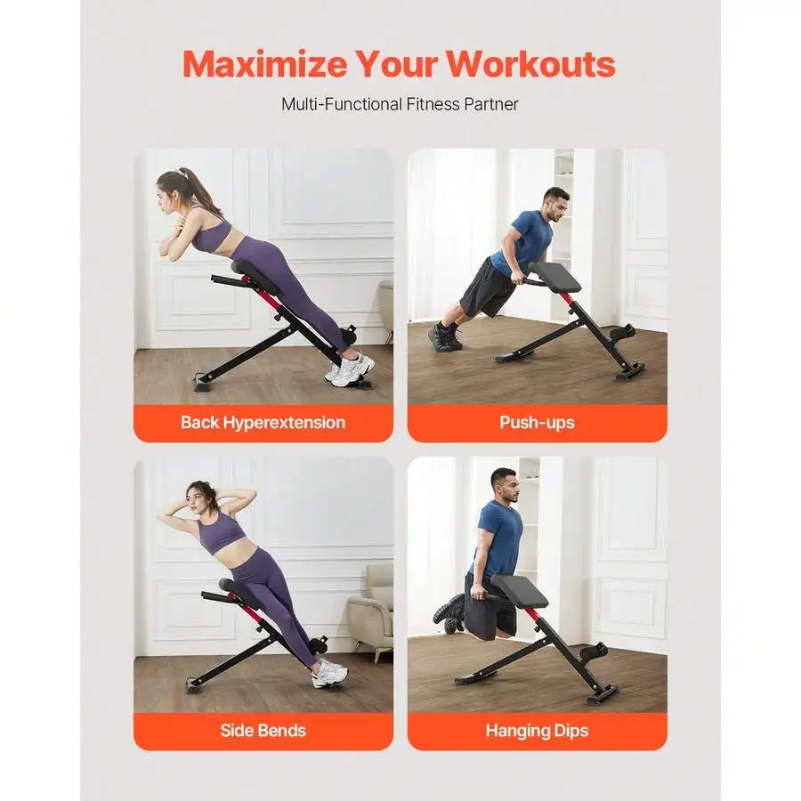 Roman Chair Hyperextension Bench, 250 Lbs Adjustable & Foldable Extension Machine, Multi-Function Exercise Equipment For Glute,