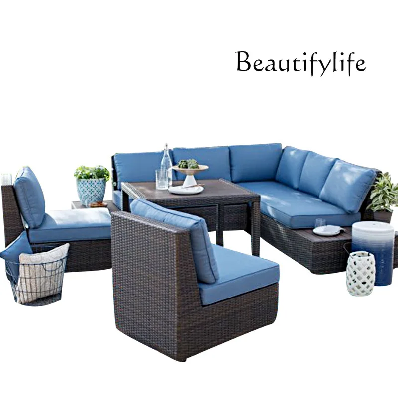 

Outdoor sofa courtyard rattan hotel table and chair sun room balcony outdoor rattan chair coffee table furniture combination