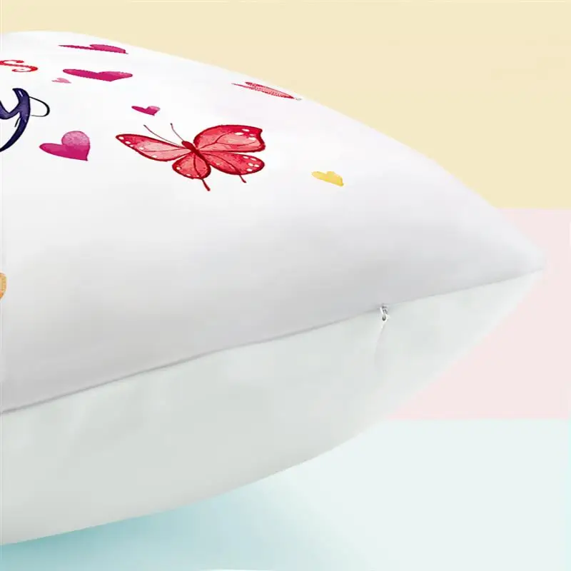45*45 cm Rose Floral Herz Buchstaben Drucken Dekorative Kissenbezüge Kissen Abdeckung Wohnkultur Quadratischen Kissenbezug für Muttertag Geschenk – Detail 9