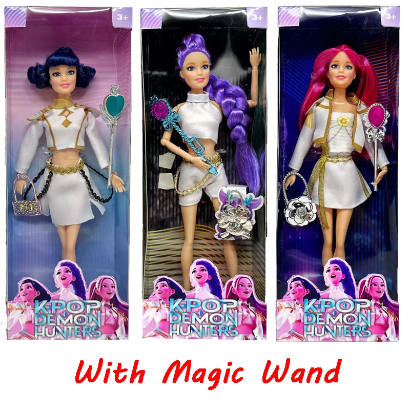 

Фигурка «Охотники на демонов» на 2025 год, белый костюм Руми Мира Зои с тематической песняю красочных огней для девочек, рождественский подарок