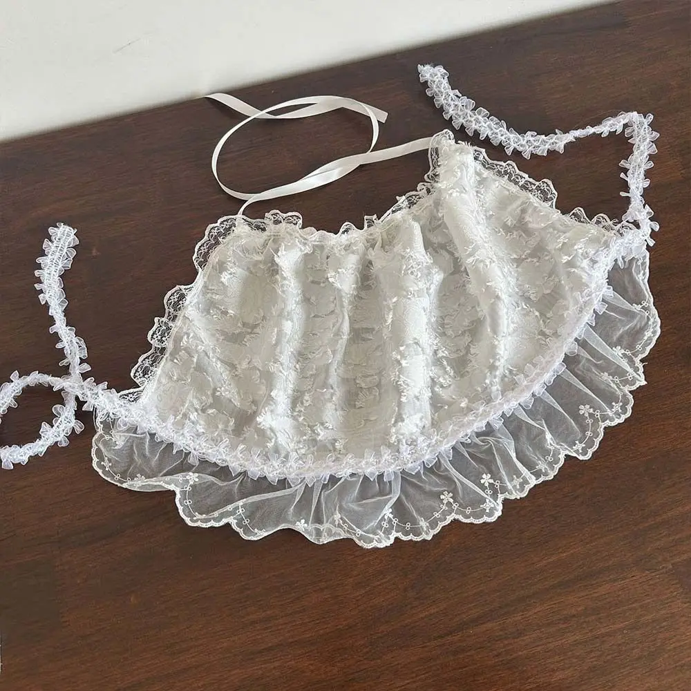 

Новое поступление, белый платок в стиле Лолиты, 3D шелковый треугольный ободок для волос, мягкая дышащая кружевная повязка для волос с цветочной вышивкой для женщин
