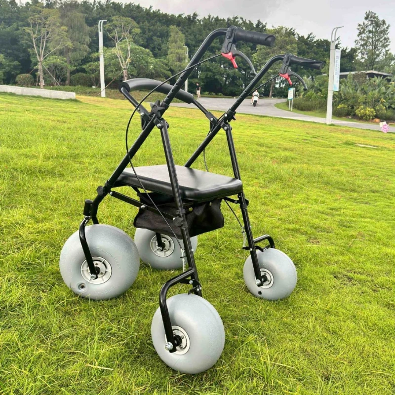 Beach walker, inflatable wheel armrest height adjustable carbon steel construction