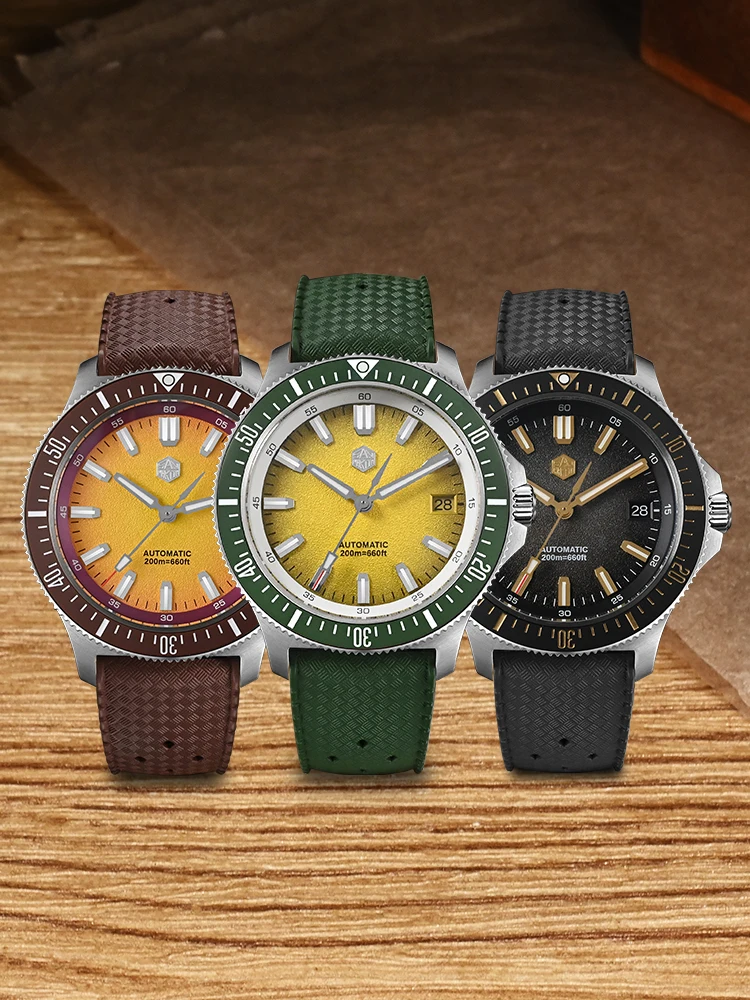 San Martin 40mm NH35 Automatic Mechanical Fruit Series Original Design Dive Men Watch Compression Molding Dial Luminous SN0118