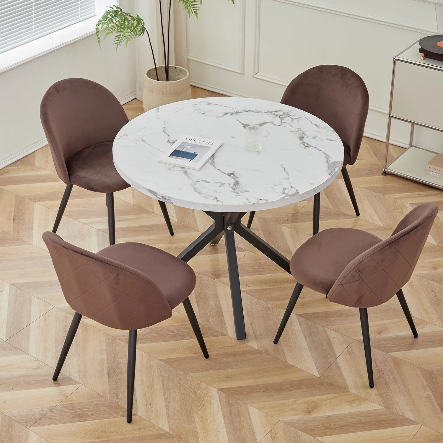 Ein Satz von 2 Küche nordischen Esszimmers tühlen Schlafzimmer Samt Kommode Party moderne Luxus Esszimmers tühle Design einzigartige Wohn möbel – Detail 12