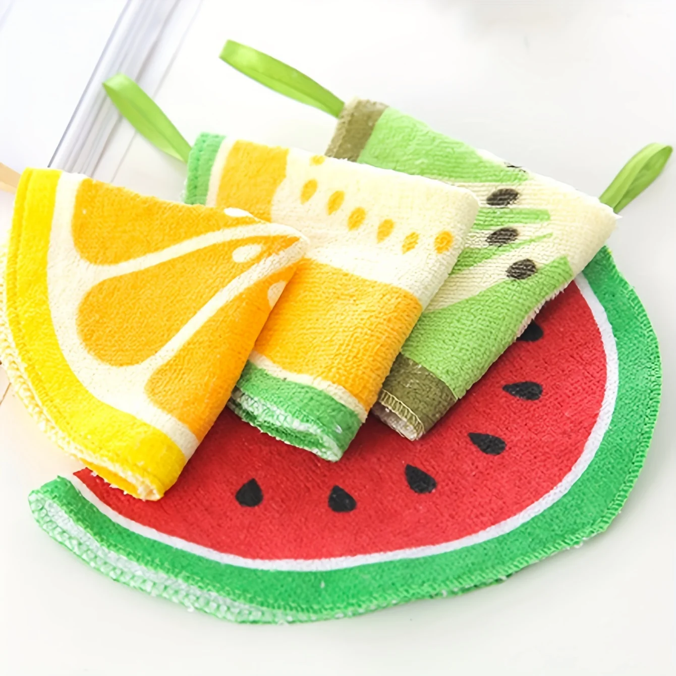 8pcs-Fruit Design Dishwashing , Multifunctional Cleaning Towel, Rag, Kitchen Bathroom Cleaning Towel, Durable Absorbent Towel, W