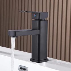 1 set of black basin, square faucet, cold and hot dual-purpose sink, bathroom cabinet faucet