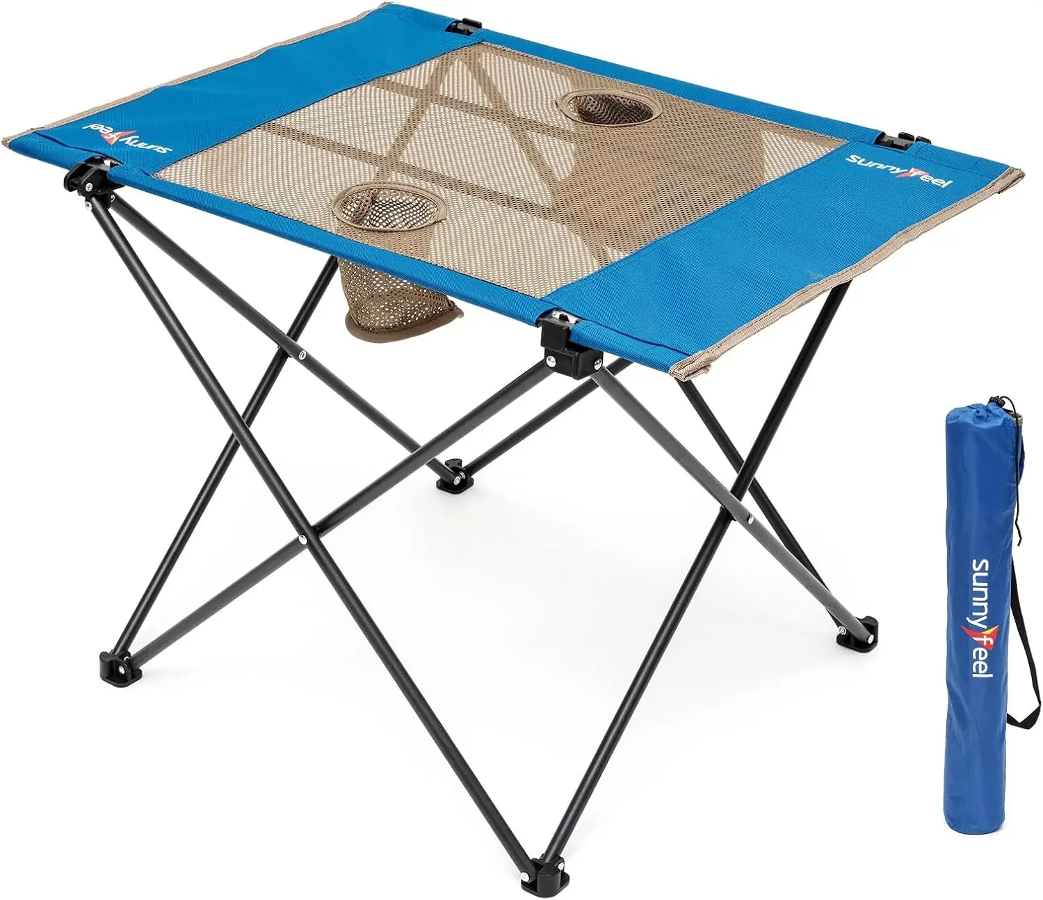 

Portable Folding Camping Table for 2 People, Lightweight Mesh Roll-Up with Carry Bag – Ideal for Picnic, Beach, BBQ, Travel