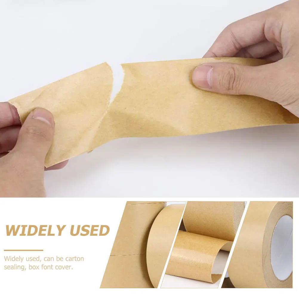 

2 Rolls Brown Paper Tape Kraft Household Sealing Khaki Multi-function Packaging