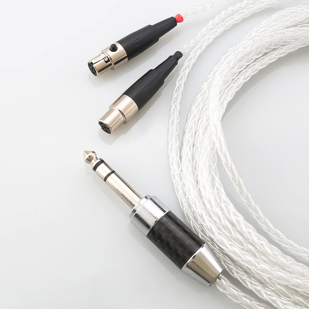 

99% Pure Silver Earphone Cable 8 Cores 6.35mm/4.4mm/3.5mm/2.5mm 4pin XLR Balanced Male for Audeze LCD-2 LCD-3 LCD-4 LCD-X LCD-XC
