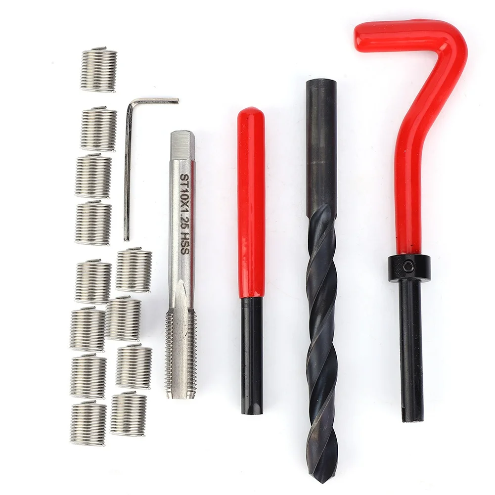 17 Pcs Thread Repair Kit M10x1.25 Stainless Steel Rethreading Tap Set for Female Thread
