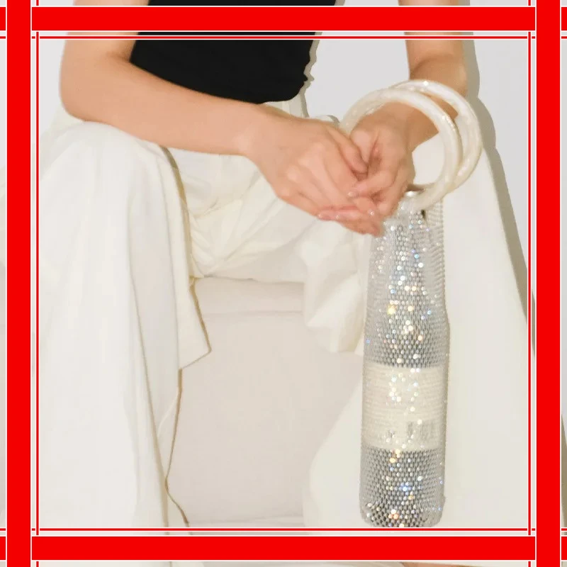 

Red Wine Bag Portable Water Bottle Insulation Cup Bag High Quality Czech Diamond Handle Gift Handwoven Shiny Cup Bag Gift