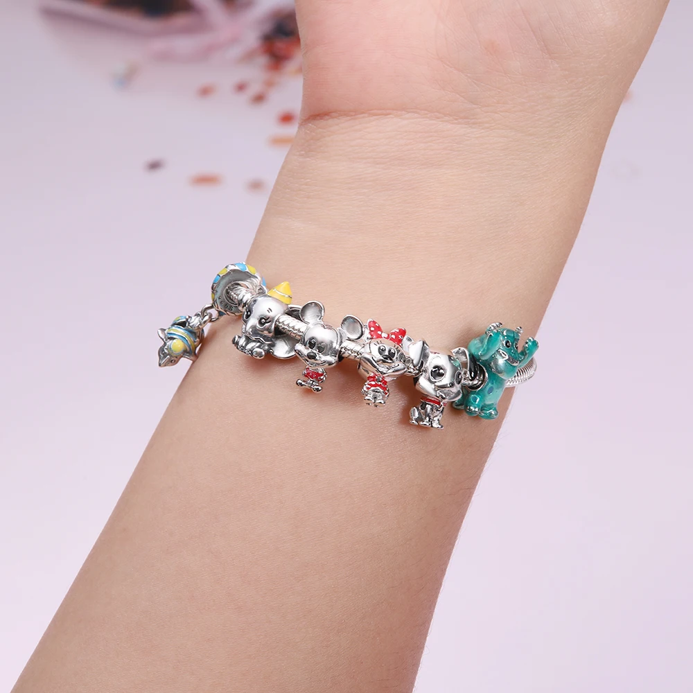 Hot Sell Potdemiel Disney 925 Silver Princess Minnie Charms Beads  Original Bracelet  Women DIY Birthday party Jewelry Gifts
