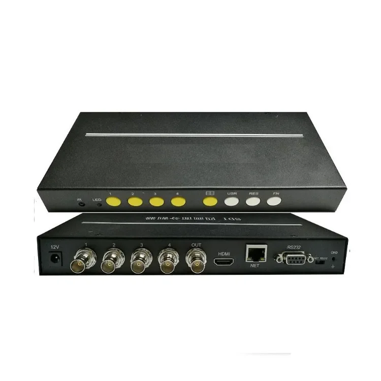 1080P@60 4入力1出力SDIスプリッター SD-SDI、HD-SDI、3G-SDI 4X1 SDIスプリッター（IPおよびリモートコントローラー付き）