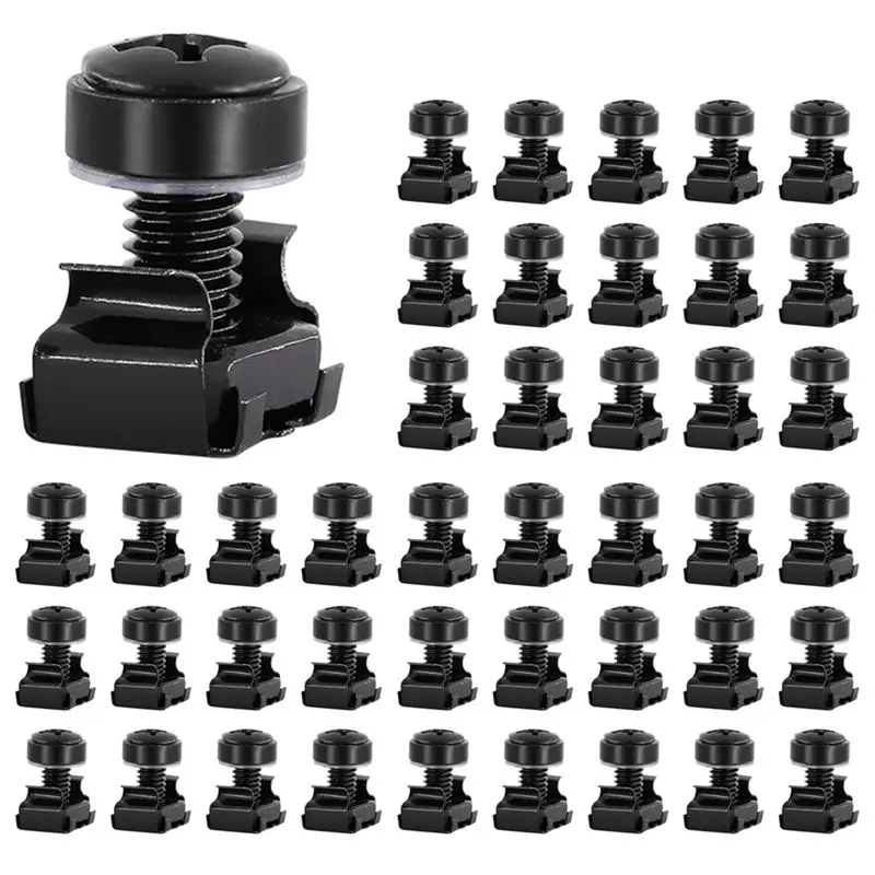 ABUL-150Pc M6x16mm Computer Rack Mount Cage Screws And Nuts & Washers For Rack Mount Server Cabinet,Rack Mount Screw Cage Nut