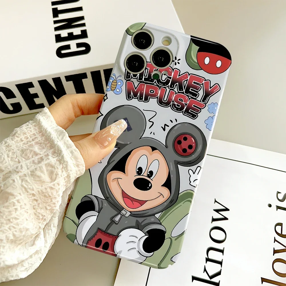 D-Disney M-Mickey Mouse IPhone 16 15 14 13 Pro Max 12 11 Pro Plus XR Shockproof Protective Slim Hard Film Cover