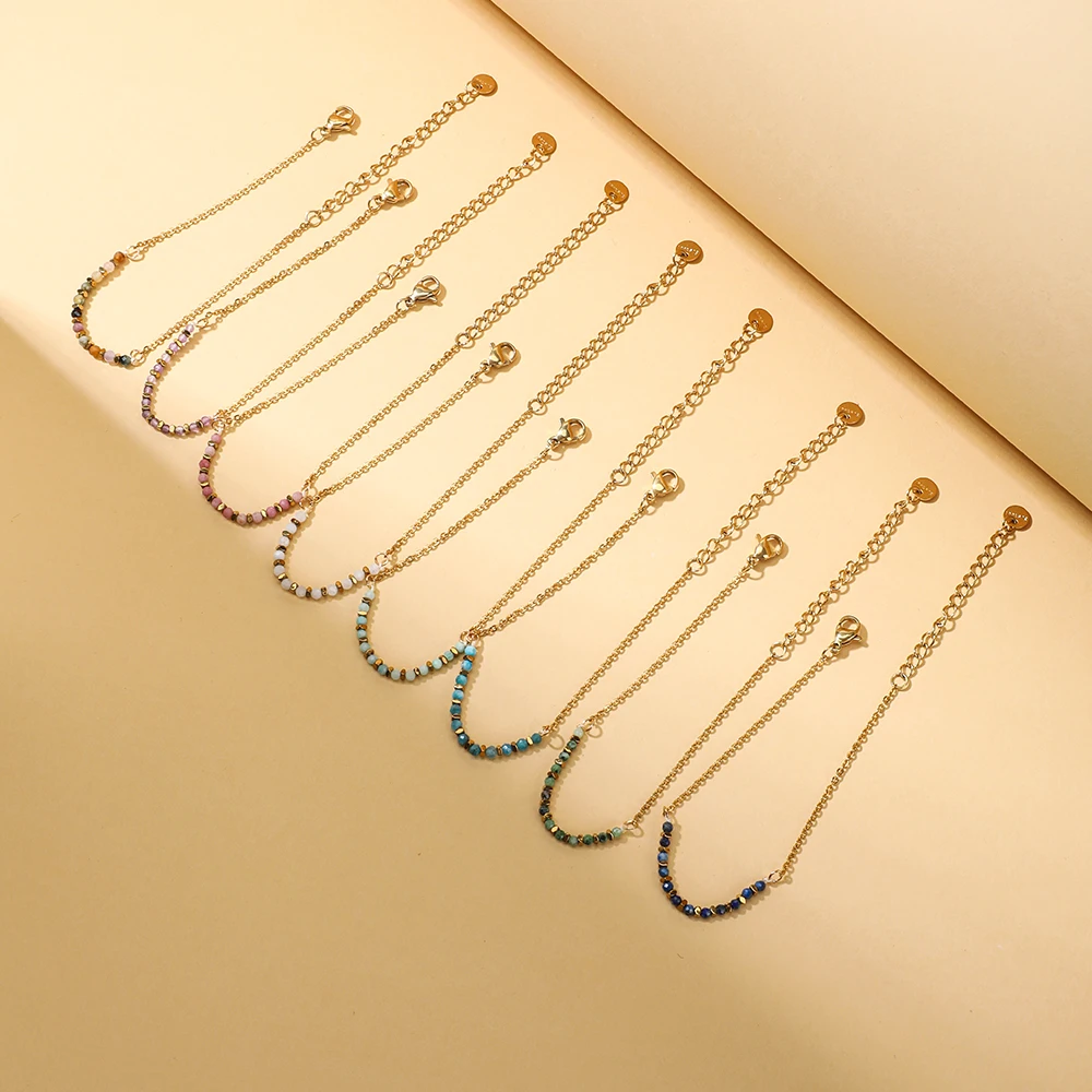 ZMZY 2-3mm Natural Stone Bracelets for Women Gold Plated Stainless Steel Chain Minimalism Bohemian Jewellery Gifts For Girls