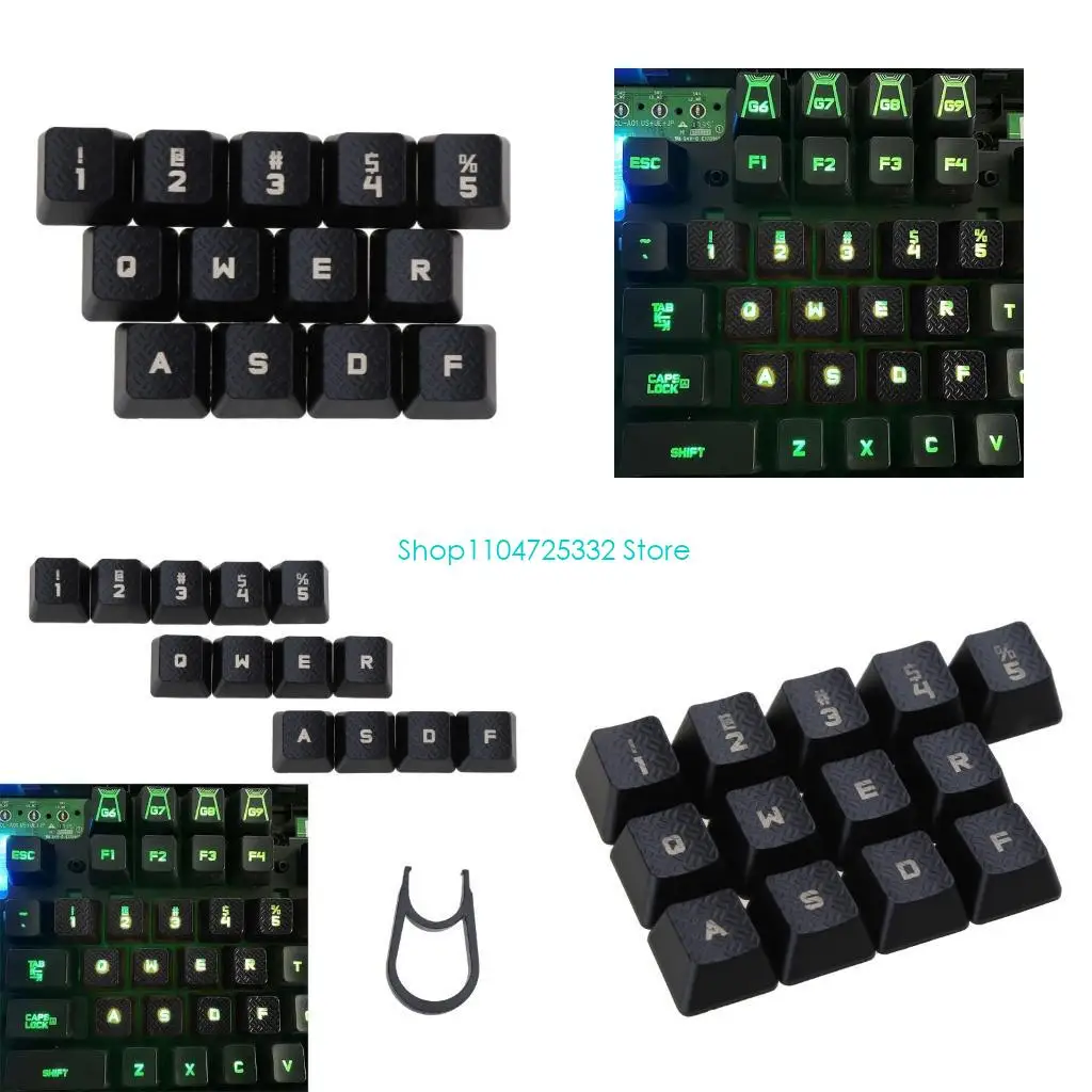 P5EA 13Pcs Backlit Keycap Anti-Slip for Romer-G Switch G910 G810 G413 G310 Mechanical Keyboard Keycap DIY Textured