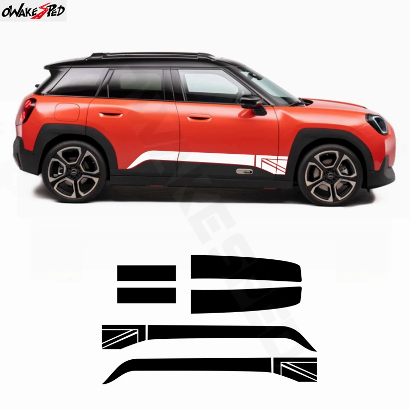 6 Pcs/Set Engine Cover Vinyl Hood Trunk For MINI Aceman J05 John Cooper Works 2025 2026 Union Jack Door Side Stripes Sticker