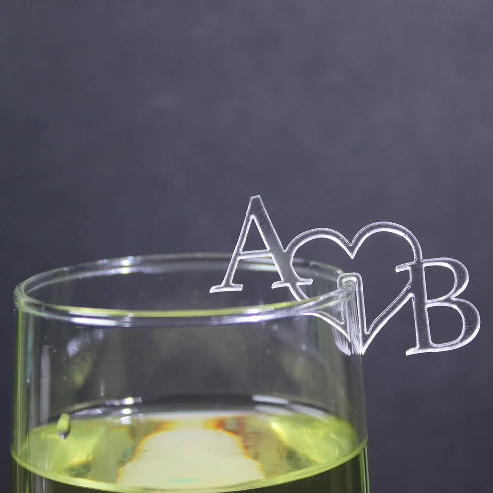 Personalized Drink Initial Tags Wedding Acrylic Drink Stirrers Drink Toppers For Champagne Charms Drink Toasting Tags 4/5/6cm