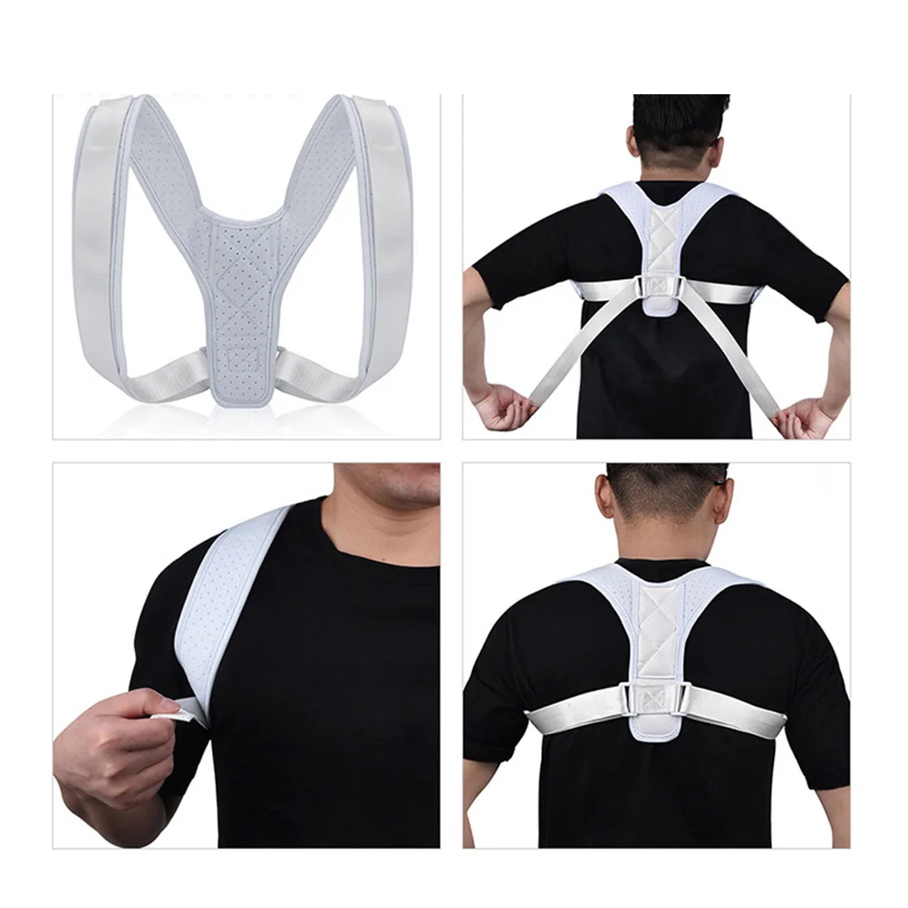 Breathable Posture Corrector Back Straightener Brace Adjustable Spine Column Posture Correction Belt (White)