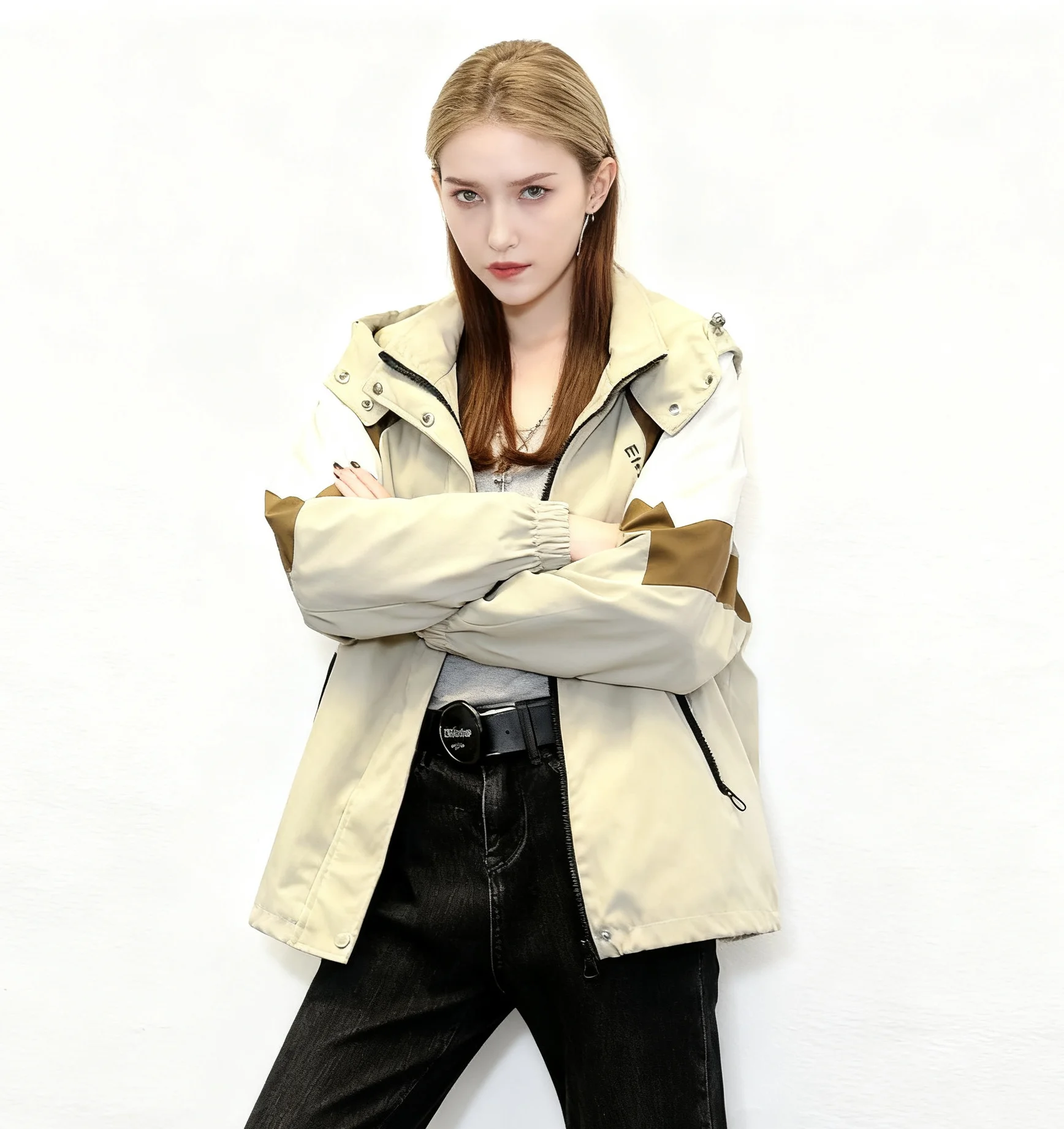 

Biker Jackets Womens Jacket For Woman Autumn Cowhide Belted Buckle All-Match American Style Vintage Classic Durable Casual Femme