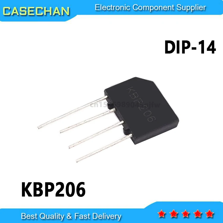 10PCS New and Original KBP206G KBP208 KBP210 KBP206  2A 600V DIP-4